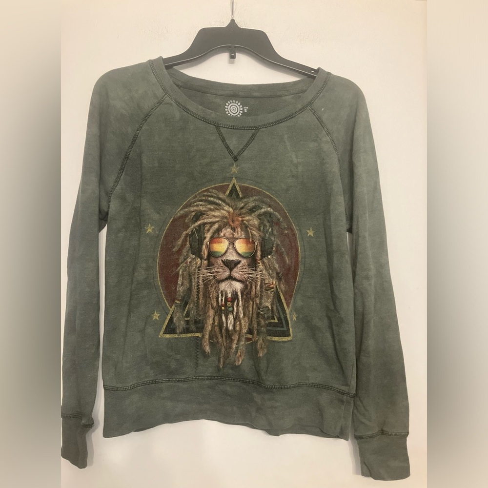 The mountain Rasta jahman lion wide neck sweatshirt/longsleeve tie-dye small (s)